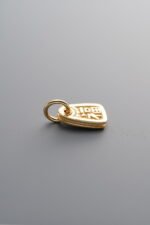 925 Sterling Silver-Gold Plated-Fu Character Pendant-11mm - Image 2