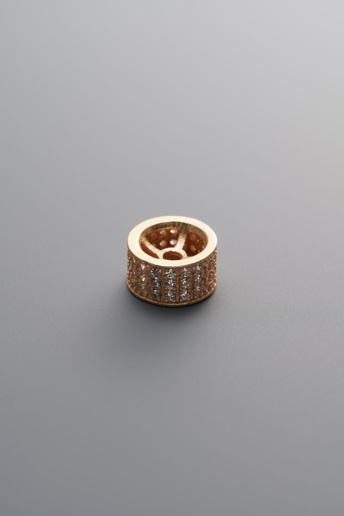 925 Sterling Silver-Gold Plated-Om Mani Padme Hum Straight-Cut Spacer Bead-7mm - Image 2