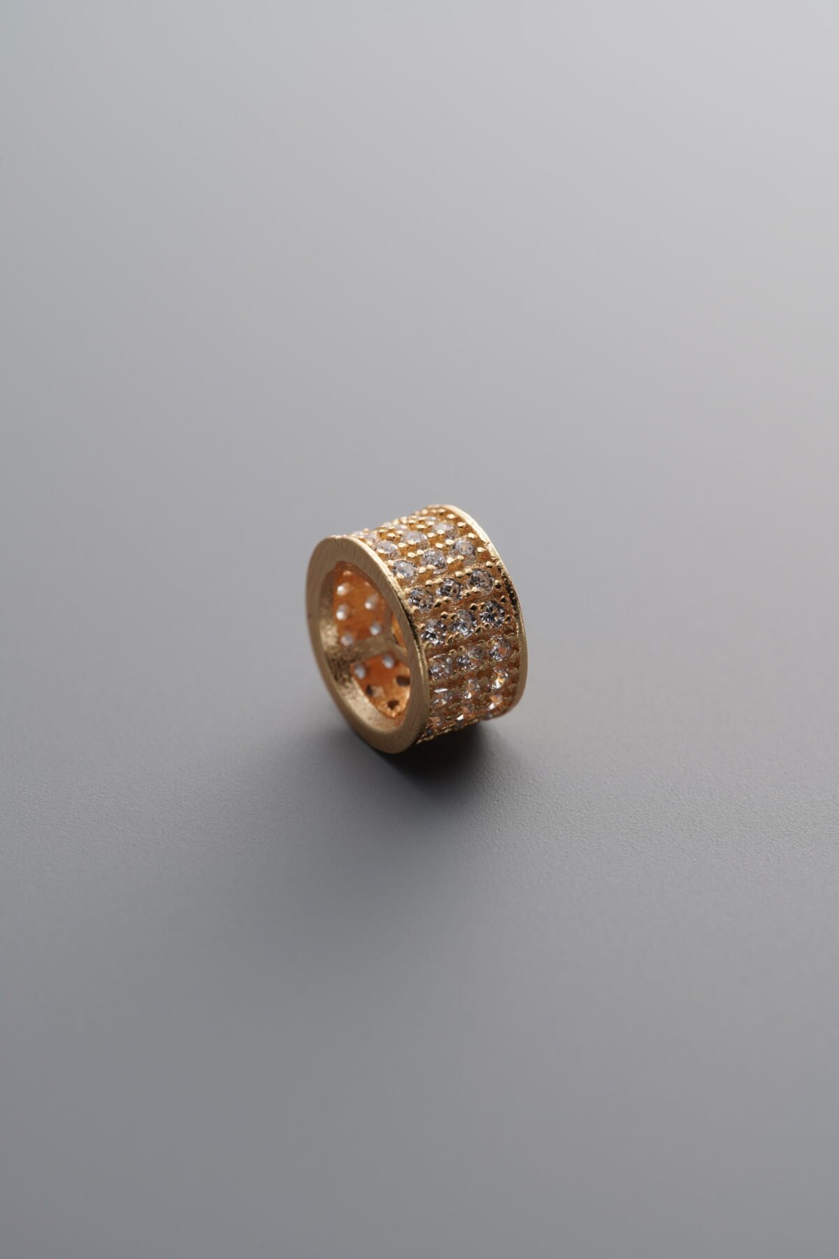 925 Sterling Silver-Gold Plated-Om Mani Padme Hum Straight-Cut Spacer Bead-7mm - Image 1