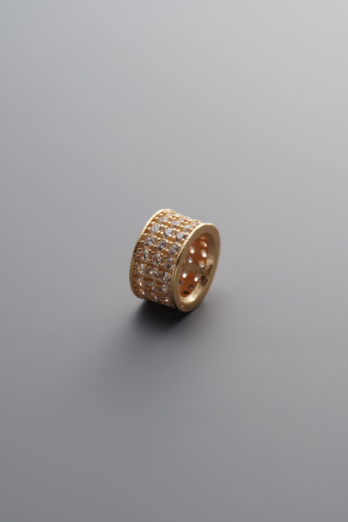 925 Sterling Silver-Gold Plated-Om Mani Padme Hum Straight-Cut Spacer Bead-7mm - Image 3