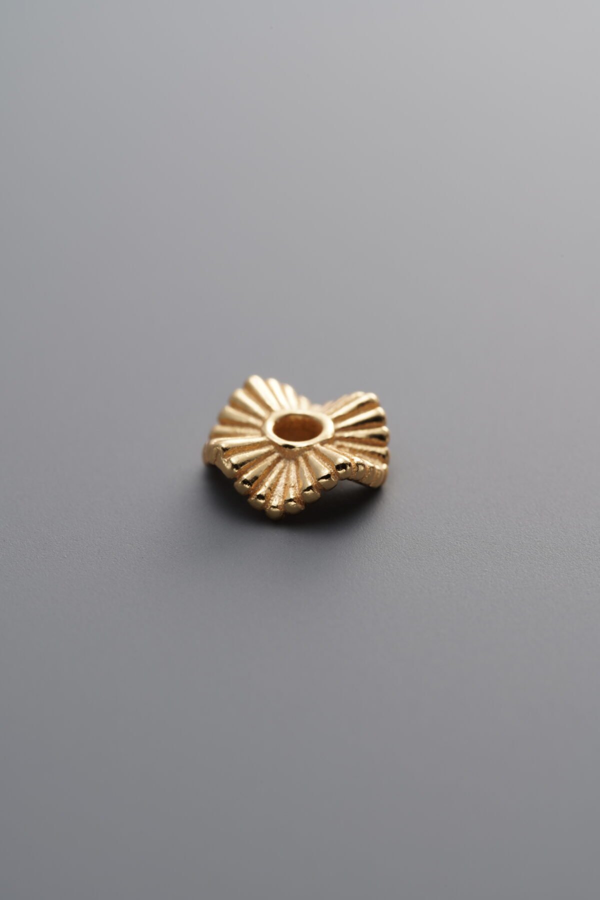 925 Sterling Silver-Gold Plated-Wave Pattern Spacer Bead-7mm - Image 3