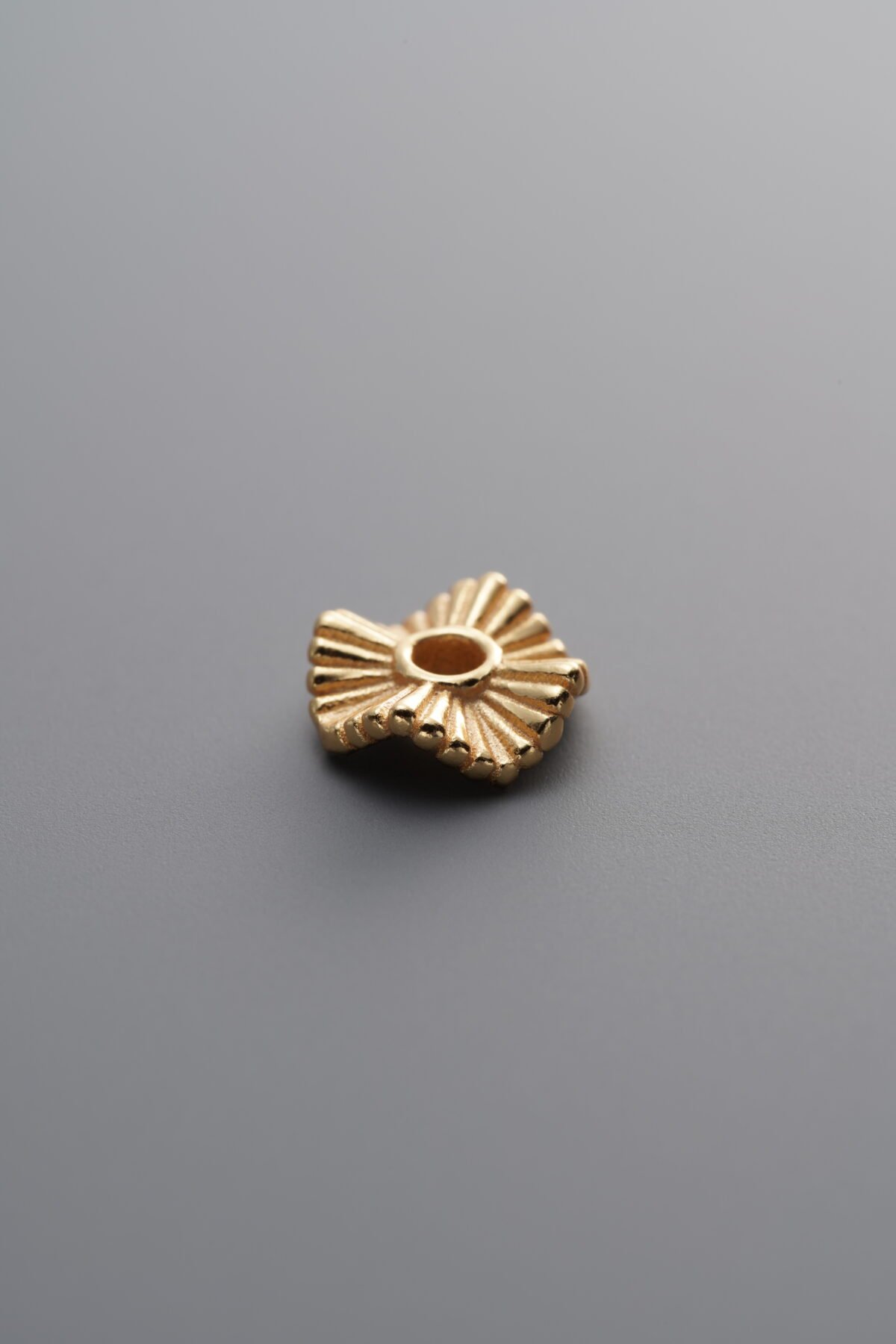 925 Sterling Silver-Gold Plated-Wave Pattern Spacer Bead-7mm - Image 2