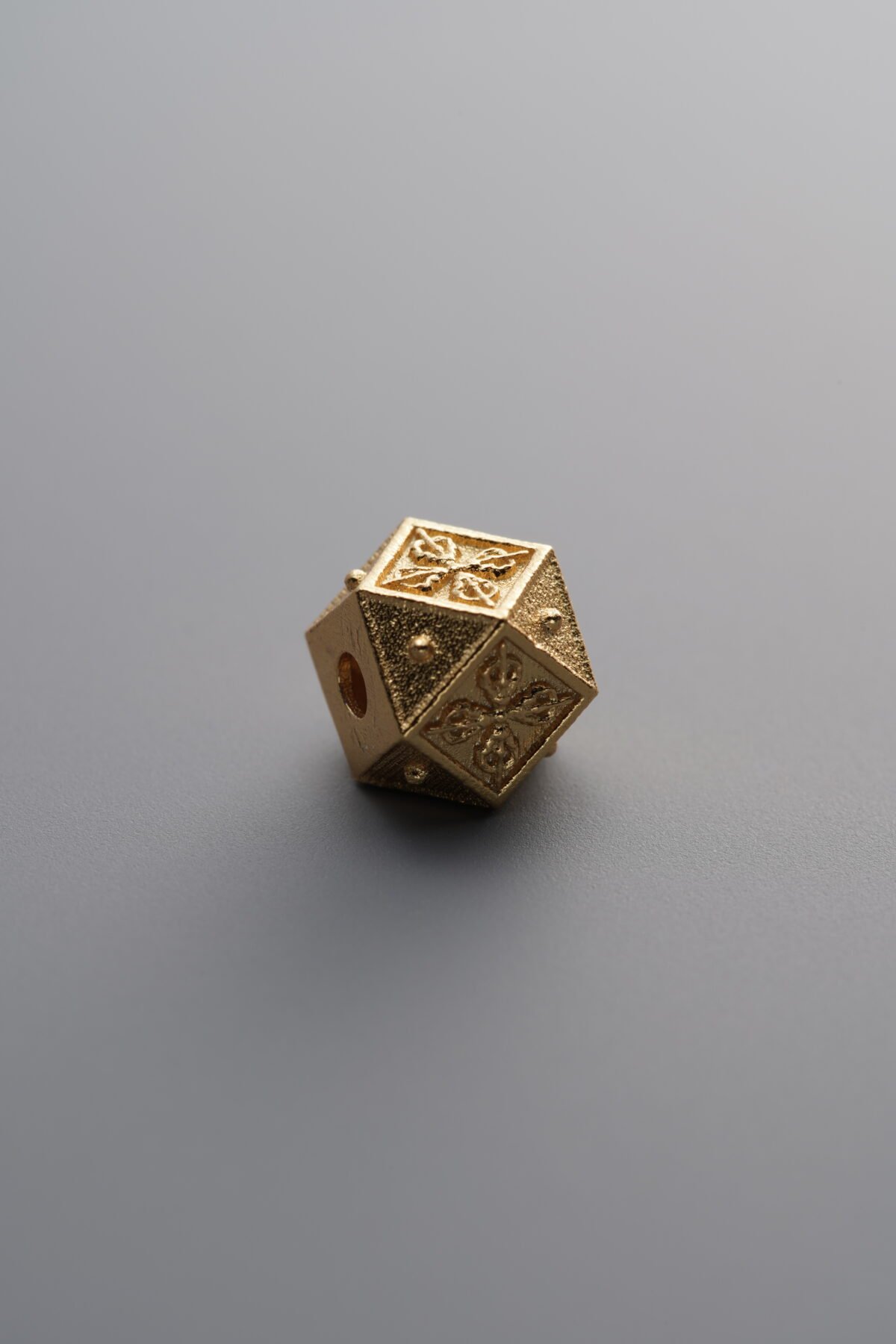 925 Sterling Silver-Gold Plated-Printed Octagonal Spacer Bead-8mm - Image 2