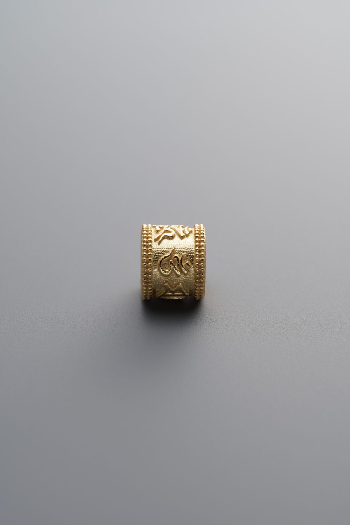 925 Sterling Silver-Gold Plated-Om Mani Padme Hum Spacer Bead-6mm - Image 1