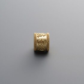 925 Sterling Silver-Gold Plated-Om Mani Padme Hum Spacer Bead-6mm