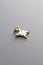 925 Sterling Silver-Gold Plated-Zircon Cross Star Pendant-13mm - Image 4