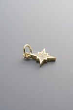 925 Sterling Silver-Gold Plated-Zircon Cross Star Pendant-13mm - Image 3