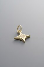 925 Sterling Silver-Gold Plated-Zircon Cross Star Pendant-13mm - Image 2