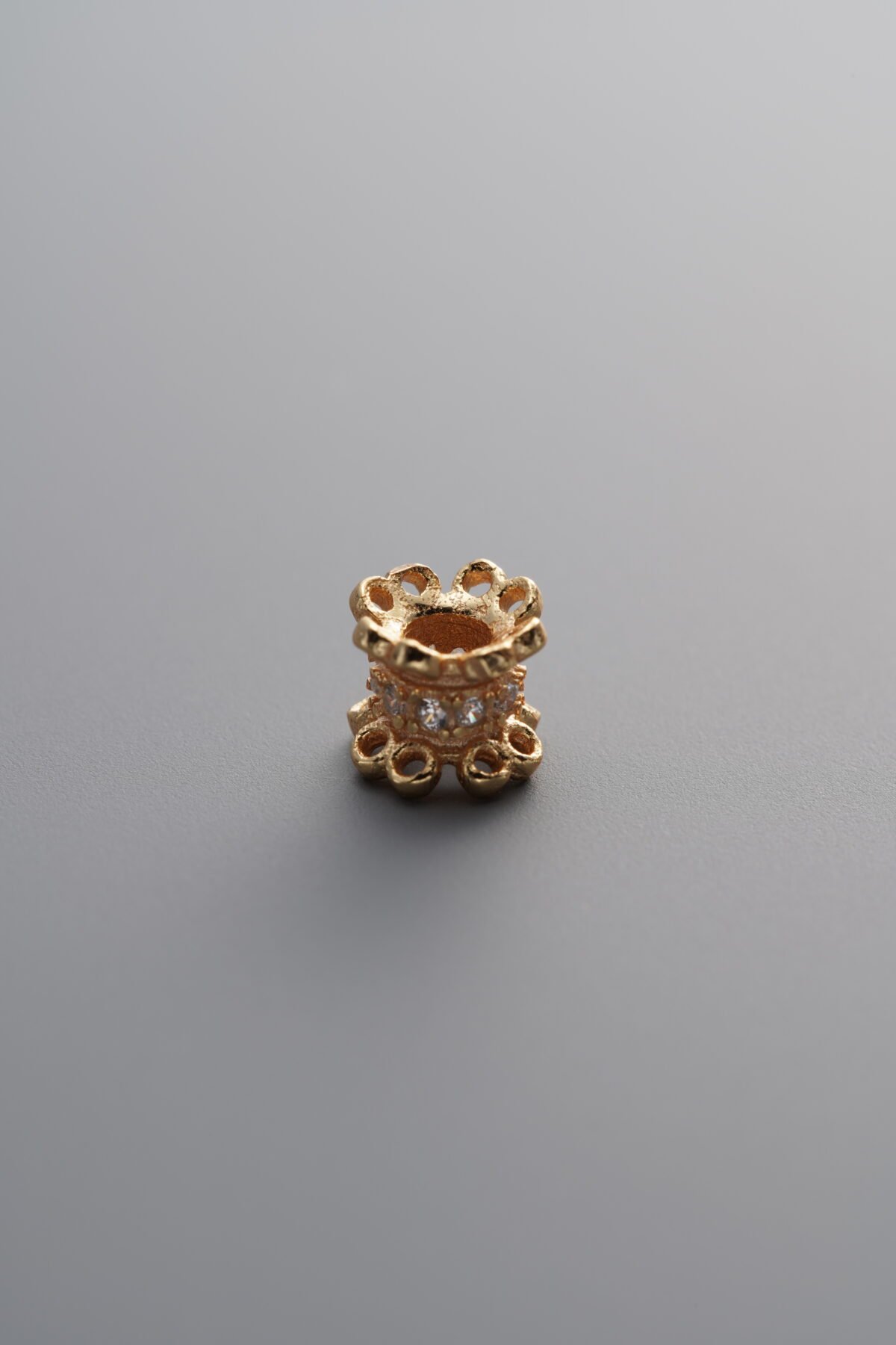 925 Sterling Silver-Gold Plated-Zircon Tapered Spacer Bead-5mm - Image 3