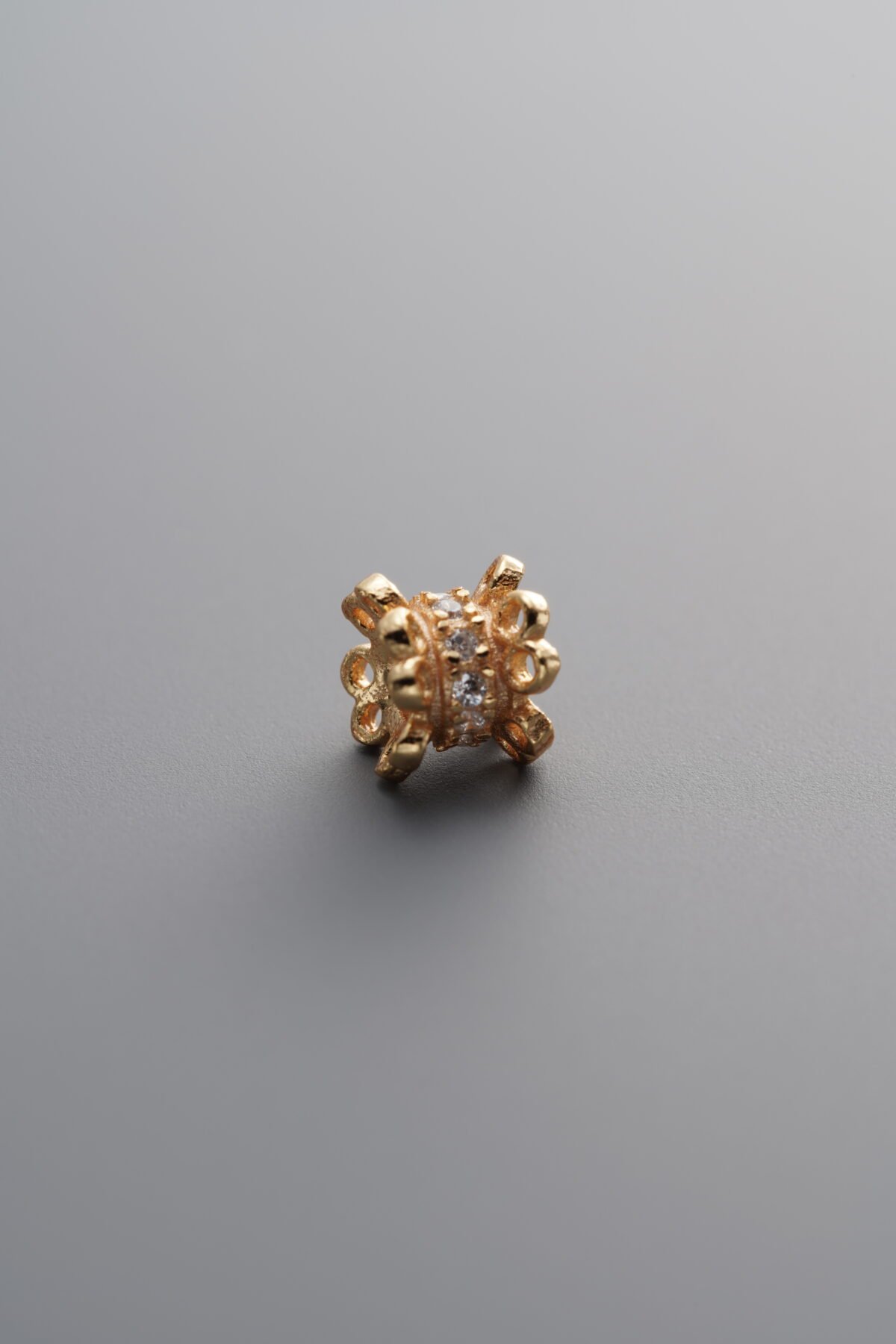 925 Sterling Silver-Gold Plated-Zircon Tapered Spacer Bead-5mm - Image 1