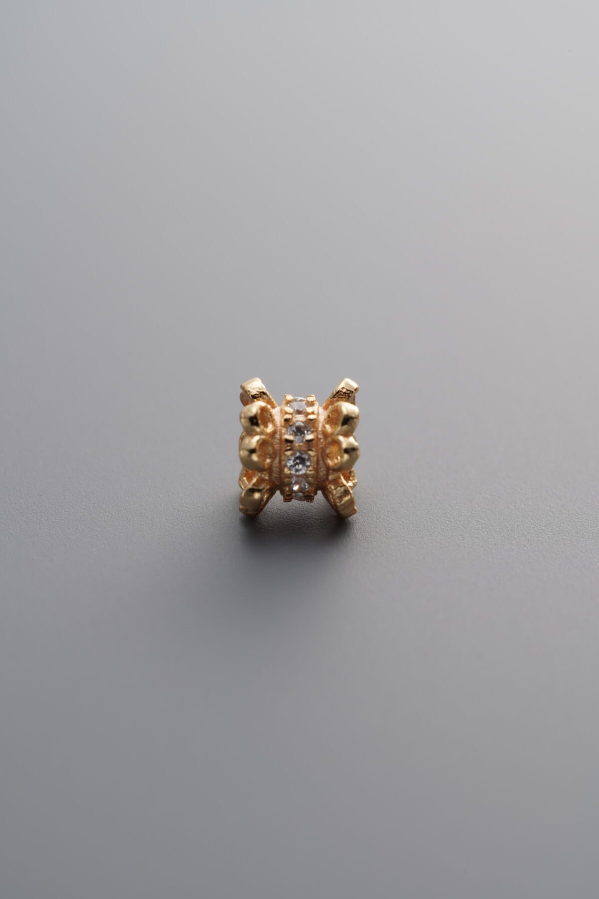 925 Sterling Silver-Gold Plated-Zircon Tapered Spacer Bead-5mm - Image 2