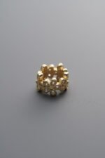 925 Sterling Silver-Gold Plated-Zircon Flower Circle Spacer Bead-8mm - Image 4