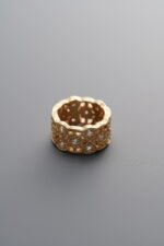 925 Sterling Silver-Gold Plated-Zircon Openwork Flower Circle Spacer Bead-10mm - Image 2