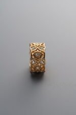 925 Sterling Silver-Gold Plated-Zircon Openwork Flower Circle Spacer Bead-10mm - Image 3