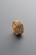 925 Sterling Silver-Gold Plated-Zircon Openwork Flower Circle Spacer Bead-10mm