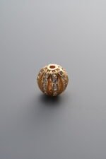 925 Sterling Silver-Gold Plated-Zircon Openwork Flower Ball Spacer Bead-8mm - Image 3