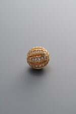 925 Sterling Silver-Gold Plated-Zircon Openwork Flower Ball Spacer Bead-8mm - Image 2