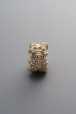 925 Sterling Silver-Gold Plated-Zircon Large-Hole Rondelle Bead-10mm - Image 3