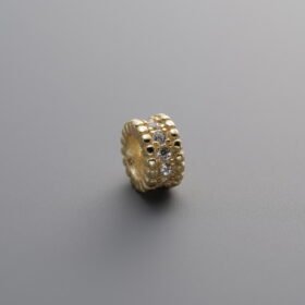925 Silver-Gold Plated-Zircon Wheel-shaped Bead-6mm