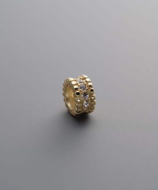 925 Sterling Silver-Gold Plated-Zircon Rondelle Bead-6mm