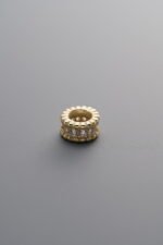 925 Sterling Silver-Gold Plated-Zircon Rondelle Bead-6mm - Image 2