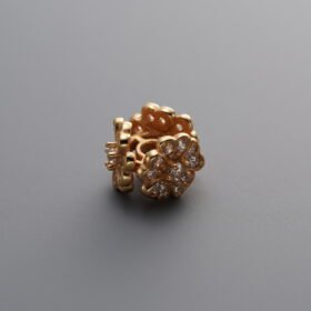 925 Sterling Silver-Gold Plated-Zircon Flower Circle Bead-7mm