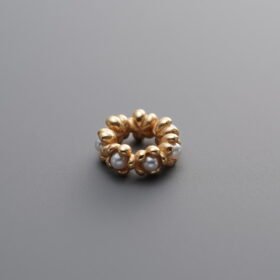925 Silver-Gold Plated-Pearl Floral Wreath Bead-7mm
