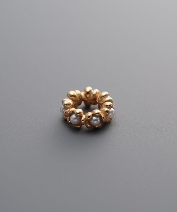925 Silver-Gold Plated-Pearl Floral Wreath Bead-7mm