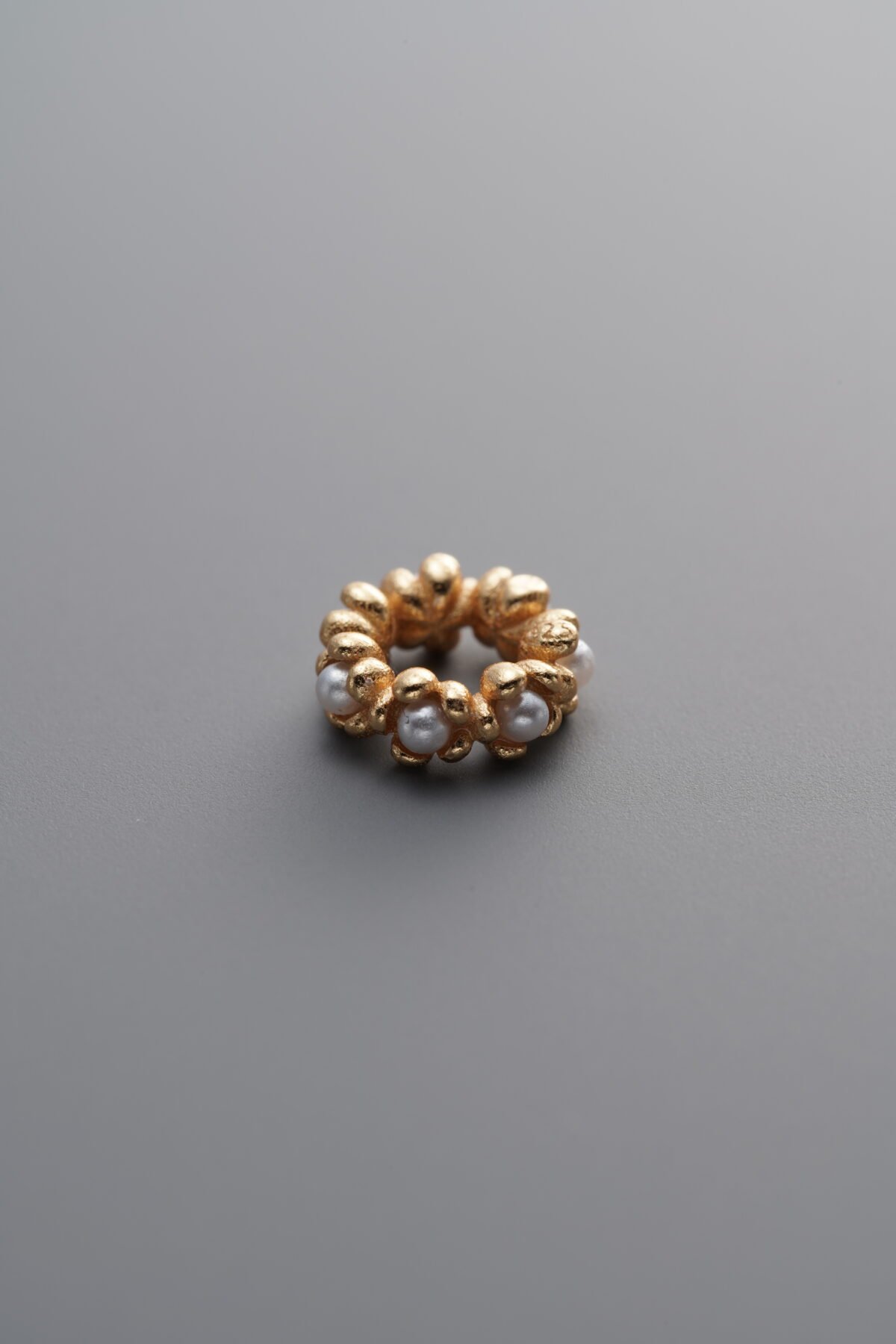 925 Sterling Silver-Gold Plated-Pearl Floral Wreath Bead-7mm - Image 3
