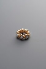 925 Sterling Silver-Gold Plated-Pearl Floral Wreath Bead-7mm - Image 3