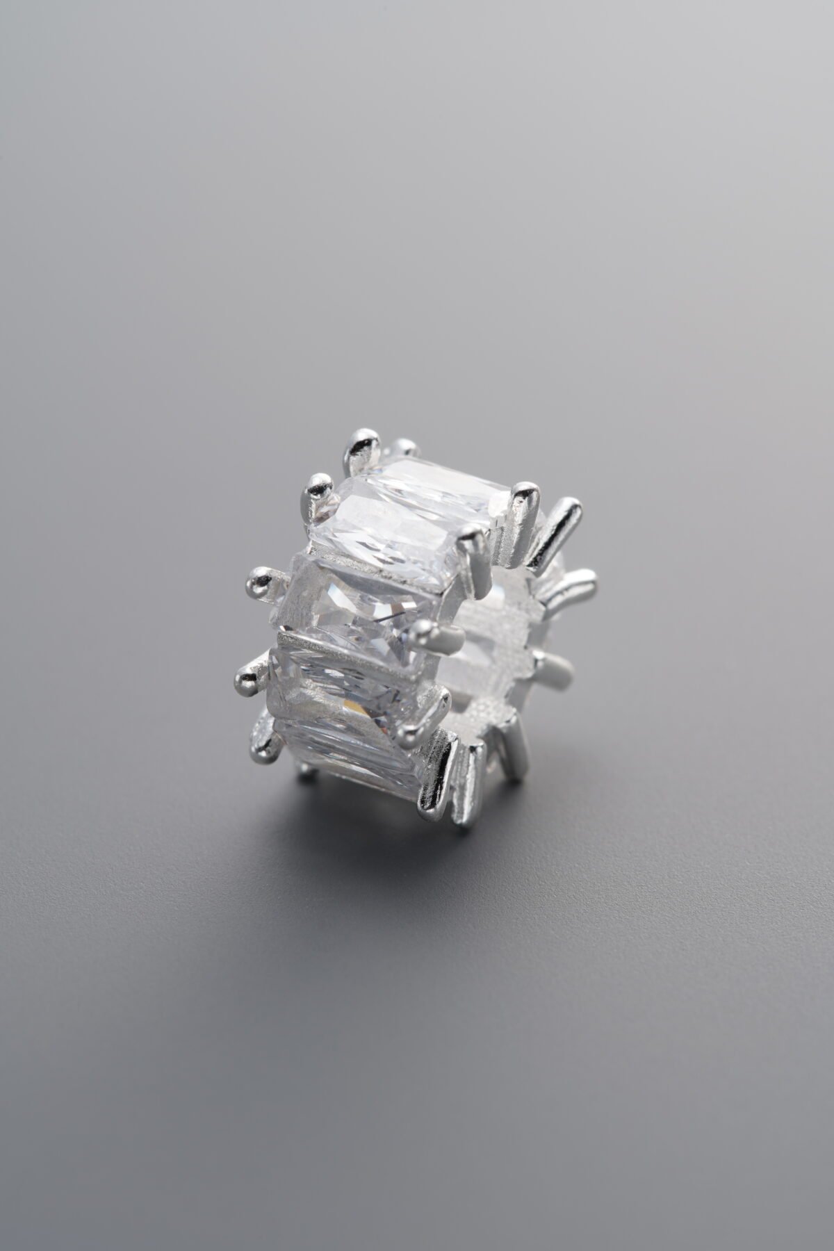 925 Sterling Silver-Bright-Zircon Tapered Pendant-10mm - Image 2