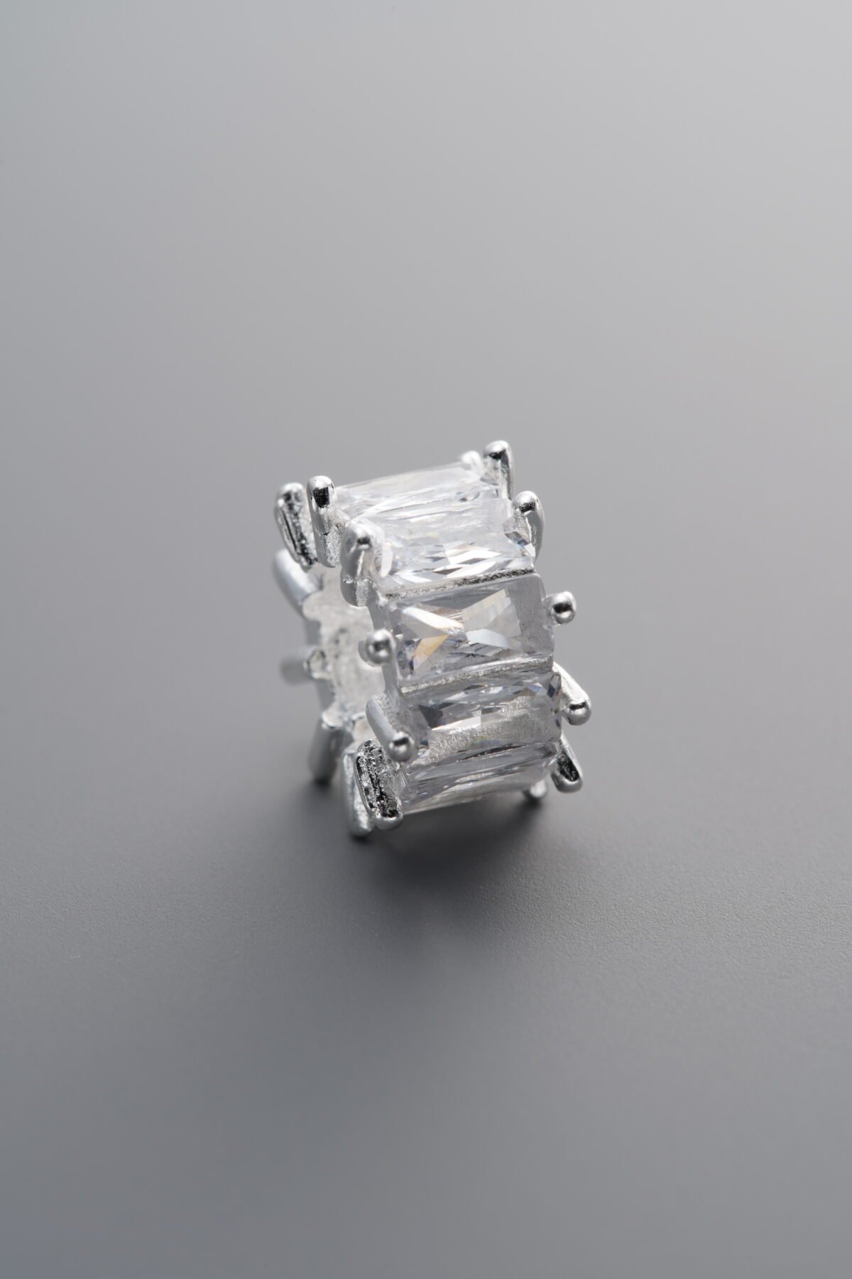 925 Sterling Silver-Bright-Zircon Tapered Pendant-10mm - Image 4