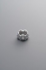 925 Sterling Silver-Bright-Zircon Snowflake Pattern Ring Bead-7mm - Image 4
