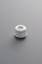 925 Sterling Silver-Bright-Zircon Wide Rondelle Bead-7mm - Image 2