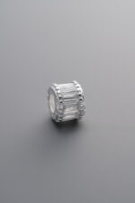 925 Sterling Silver-Bright-Zircon Wide Rondelle Bead-7mm