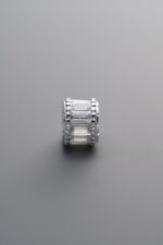 925 Sterling Silver-Bright-Zircon Wide Rondelle Bead-7mm - Image 3