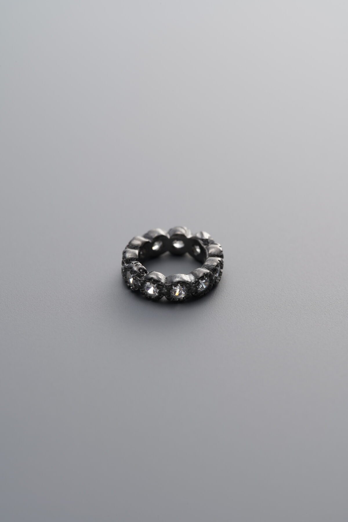 925 Sterling Silver-Black Plated-Zircon Snowflake Pattern Ring Bead-8mm - Image 2