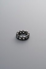 925 Sterling Silver-Black Plated-Zircon Snowflake Pattern Ring Bead-8mm - Image 2
