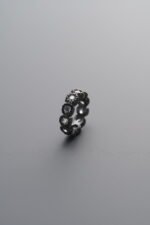 925 Sterling Silver-Black Plated-Zircon Snowflake Pattern Ring Bead-8mm