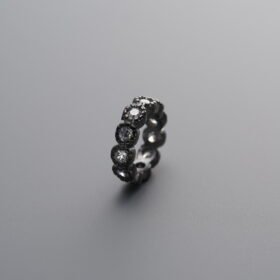 925 Silver-Black Plated-Zircon Snowflake Pattern Ring Bead-8mm