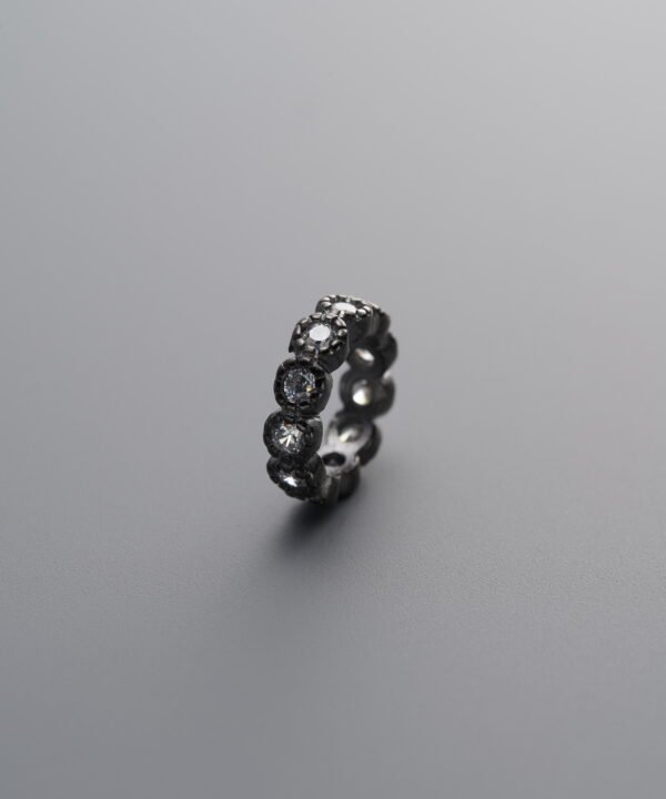 925 Sterling Silver-Black Plated-Zircon Snowflake Pattern Ring Bead-8mm