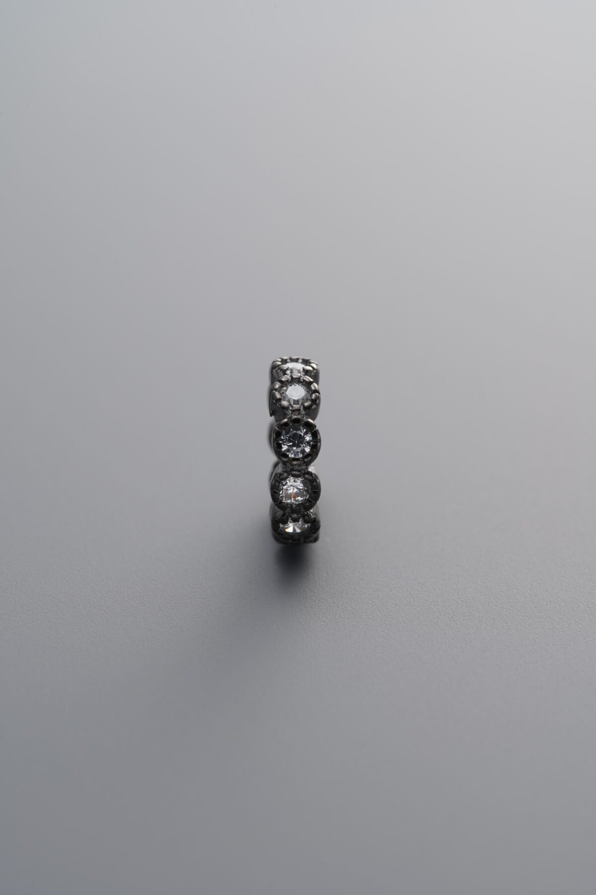 925 Sterling Silver-Black Plated-Zircon Snowflake Pattern Ring Bead-8mm - Image 3