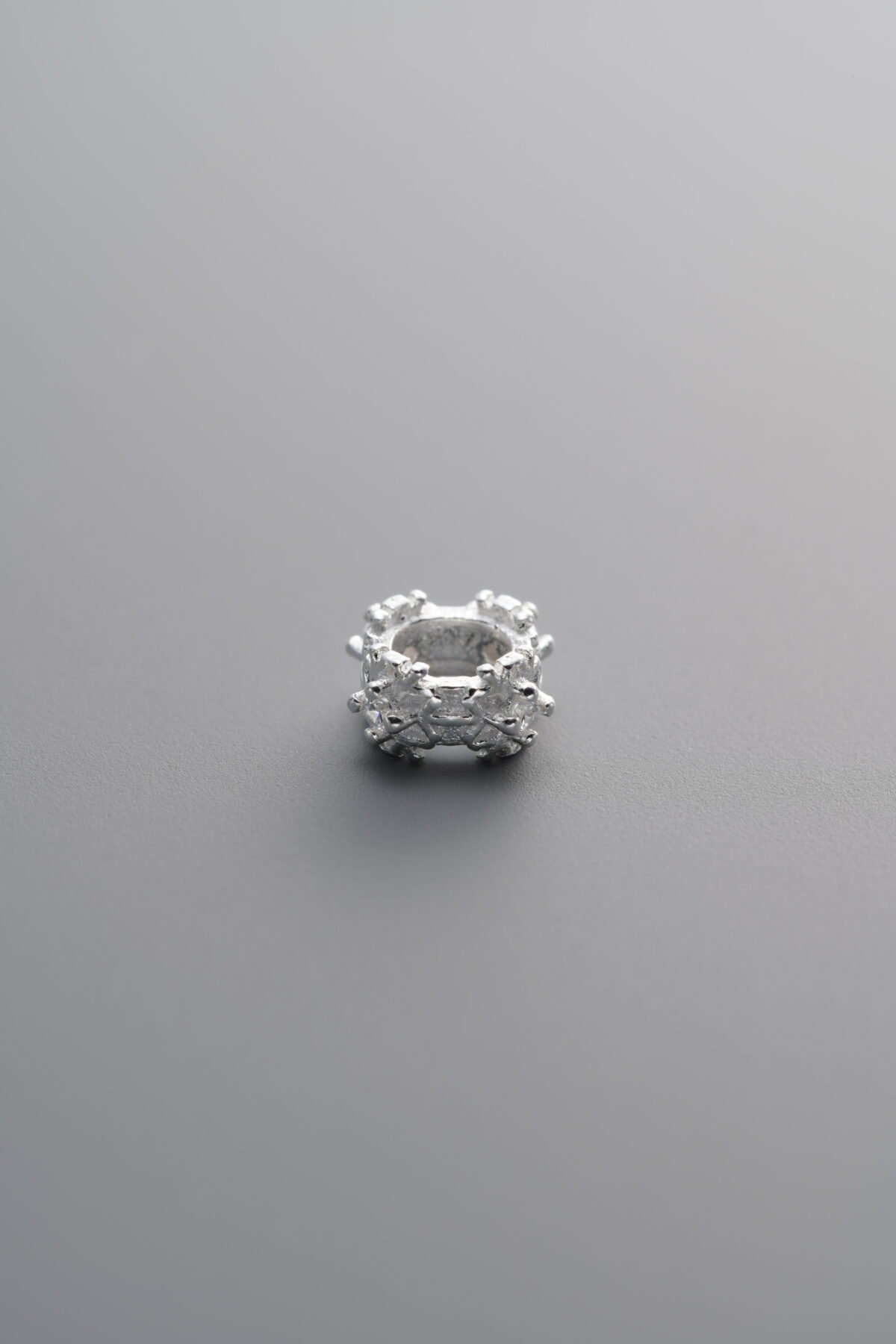 925 Sterling Silver-Bright-Zircon Snowflake Pattern Circle Bead-5mm - Image 3