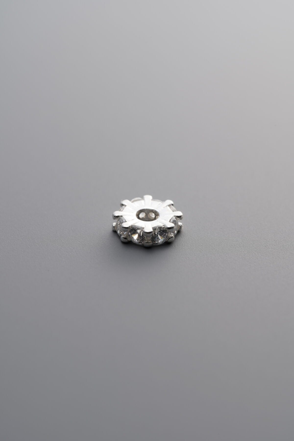 925 Sterling Silver-Bright-Zircon Snowflake Pattern Circle Bead-6mm - Image 4