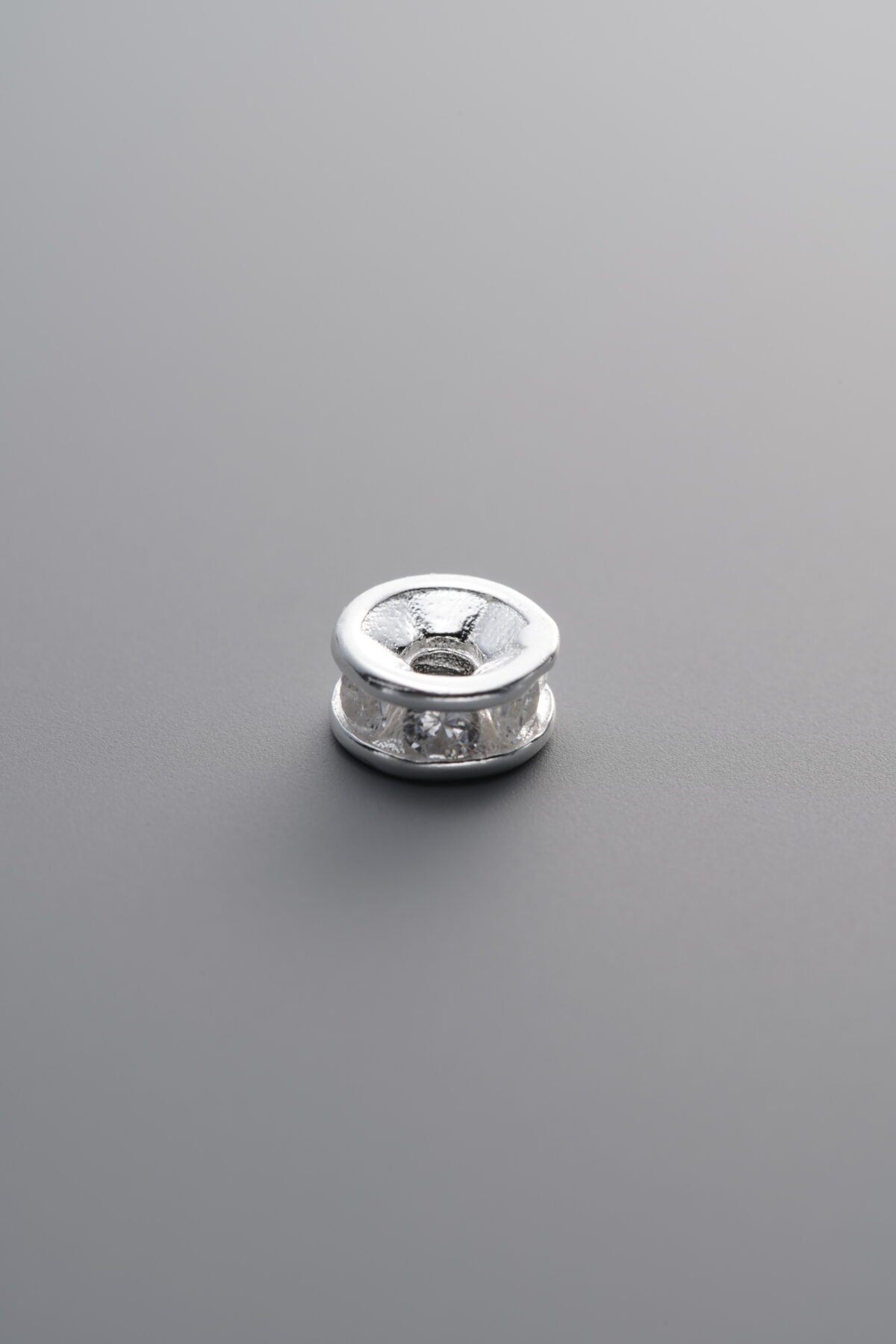 925 Sterling Silver-Bright-Zircon Rondelle Bead-6mm - Image 4
