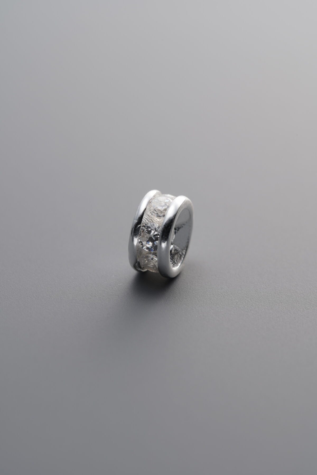 925 Sterling Silver-Bright-Zircon Rondelle Bead-6mm - Image 1