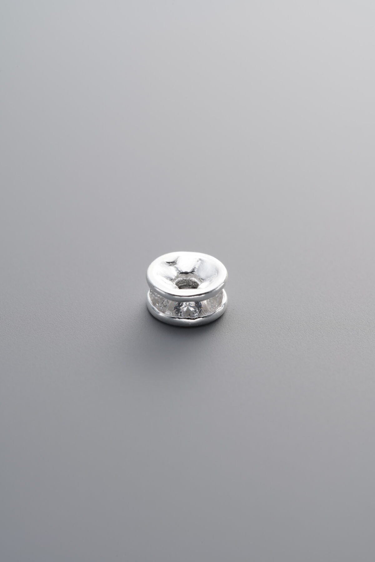 925 Sterling Silver-Bright-Zircon Rondelle Bead-6mm - Image 4