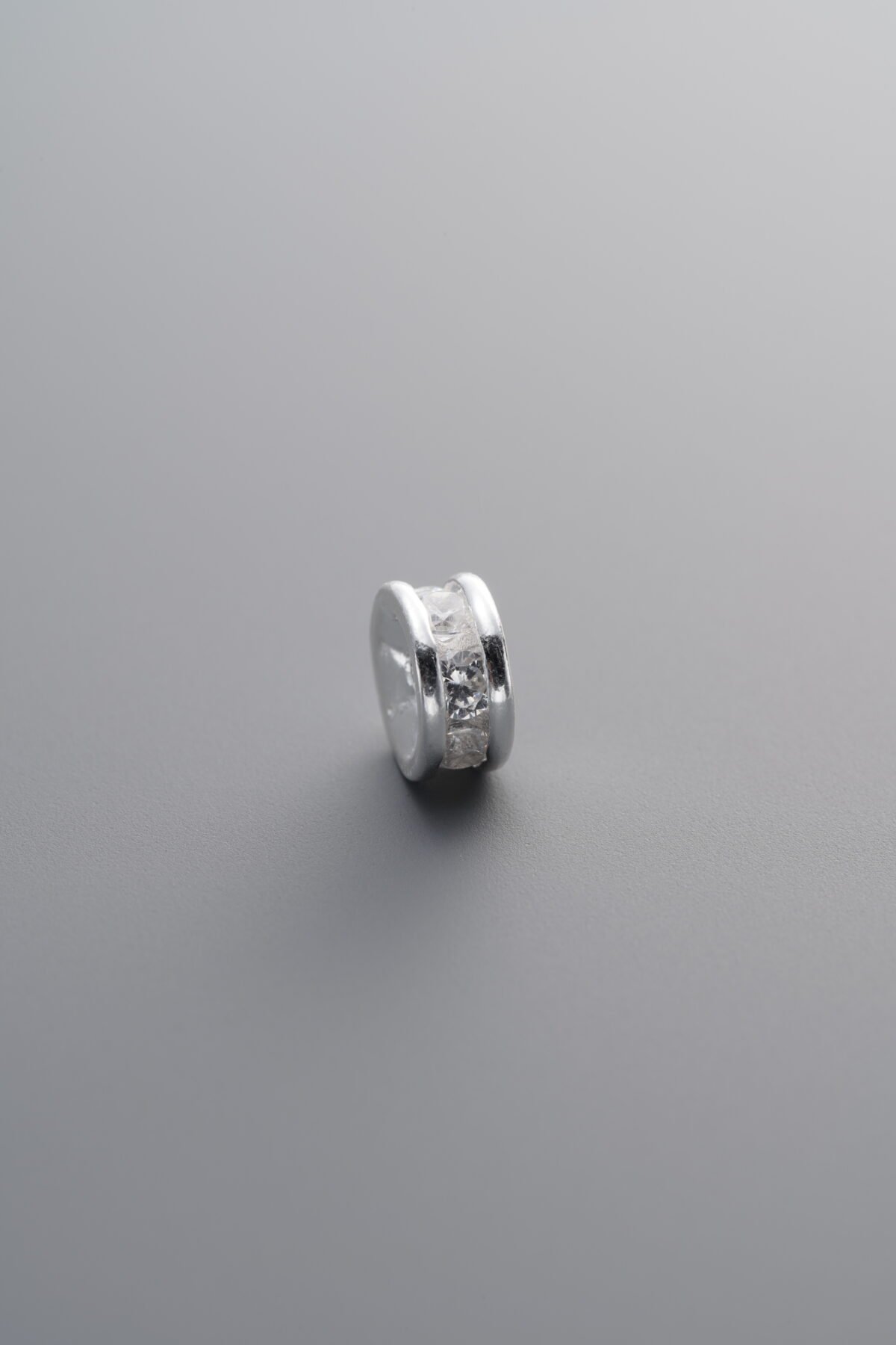 925 Sterling Silver-Bright-Zircon Rondelle Bead-6mm - Image 1