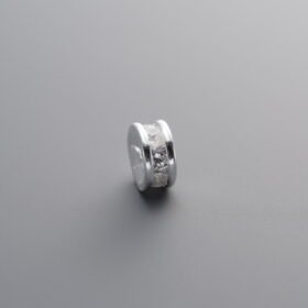 925 Sterling Silver-Bright-Zircon Rondelle Bead-6mm