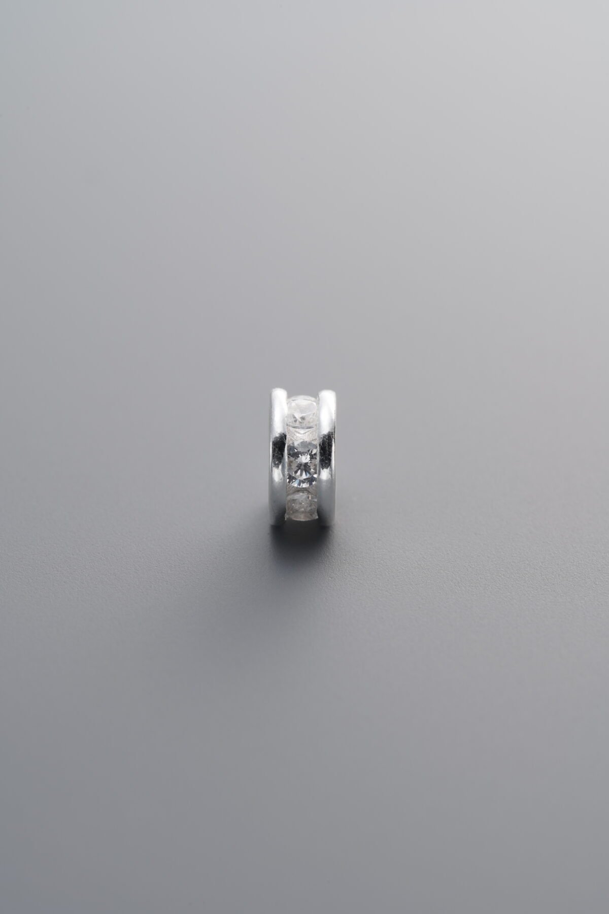 925 Sterling Silver-Bright-Zircon Rondelle Bead-6mm - Image 3
